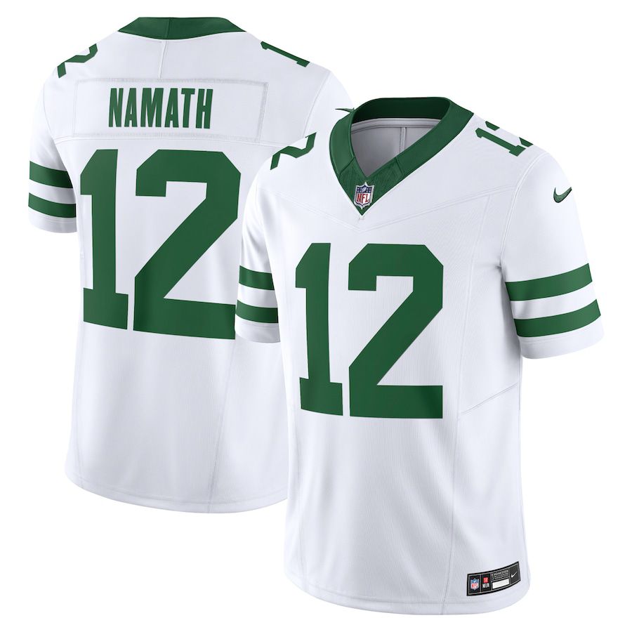Men New York Jets #12 Joe Namath Nike Legacy White Vapor F.U.S.E. Limited NFL Jersey->->NFL Jersey